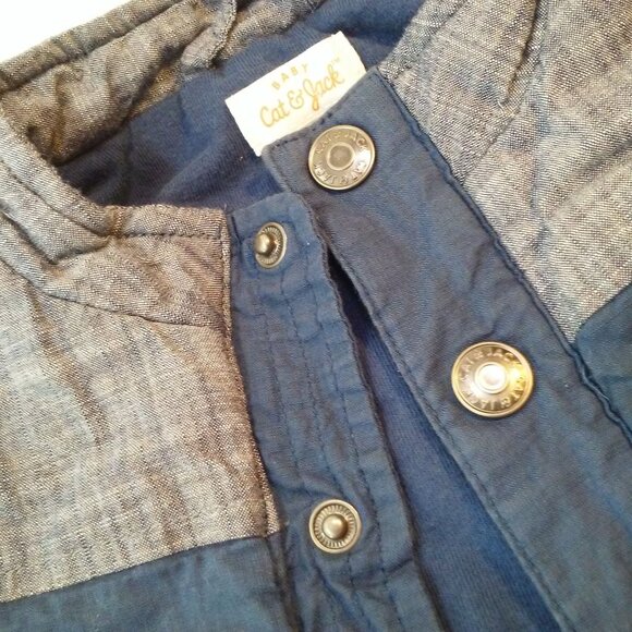 Modern 2016 Cat & Jack Puffer Vest Unisex Boy Baby(6-9mos) Snap Front Navy Grey - Picture 4 of 8